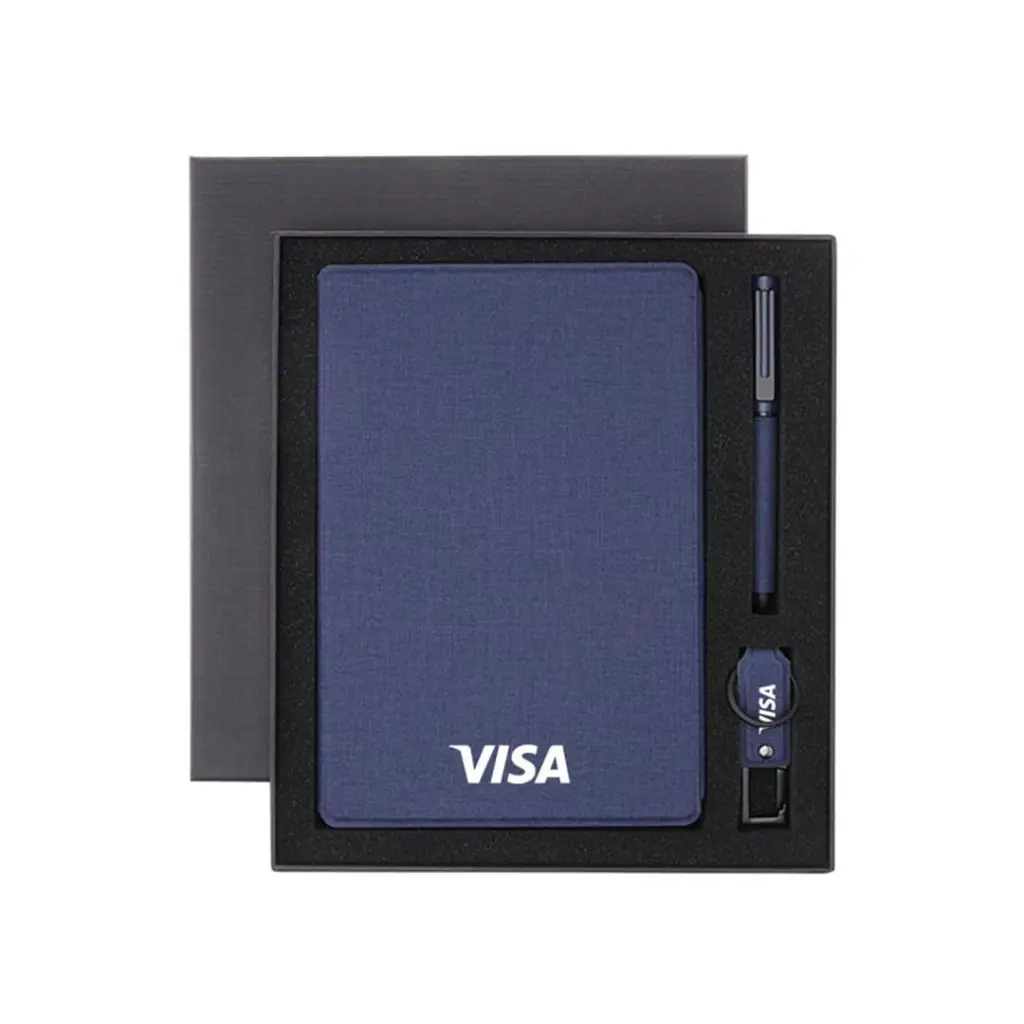 LENZEN - CHANGE ZERO Sustainable Gift Set with Refillable Notebook, Pen & USB Keychain - Navy (6).webp