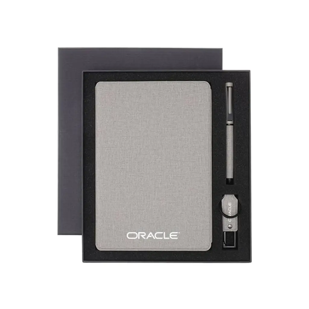 LENZEN - CHANGE ZERO Sustainable Gift Set with Refillable Notebook, Pen & USB Keychain - Grey.webp