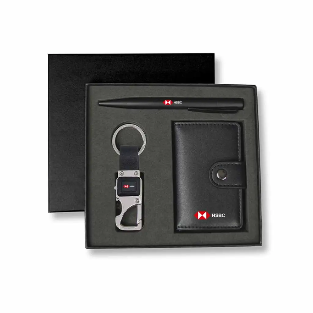 REINE -  Set of RFID Card Holder, Key Chain and Pen - Black (8).webp