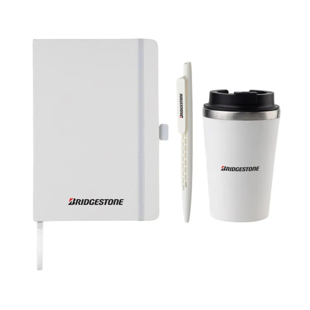 KOKSI - Giftology Set of Double Walled Tumbler, A5 Notebook and Pen - White (2).webp