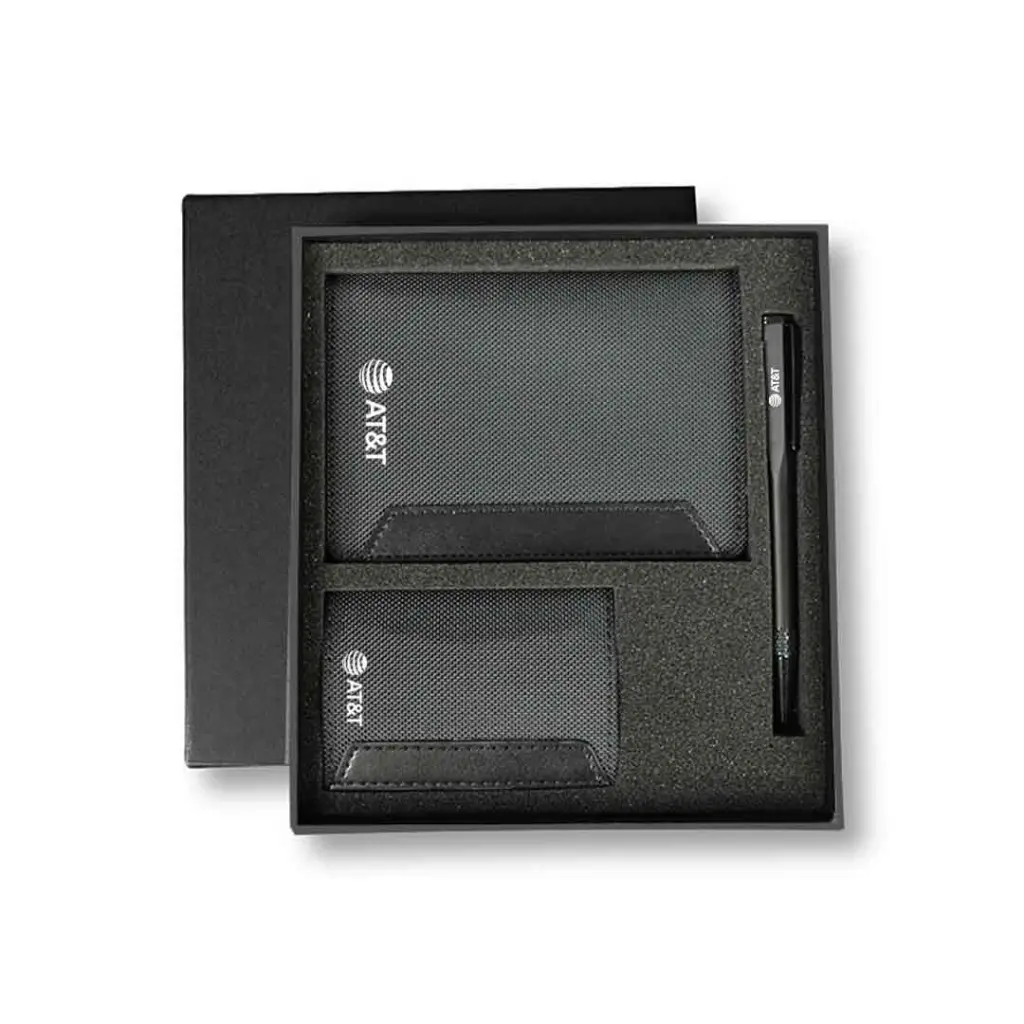 IRTA - Executive Set of Passport Cover, Name Card Holder and Metal Pen - Black.webp