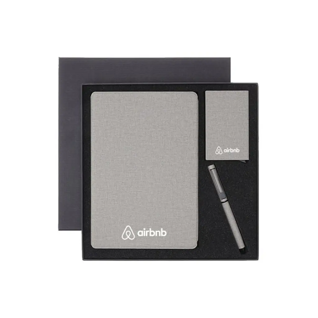 TESSIN - CHANGE ZERO Sustainable Gift Set with Refillable Notebook, Pen & Cardholder - Grey.webp