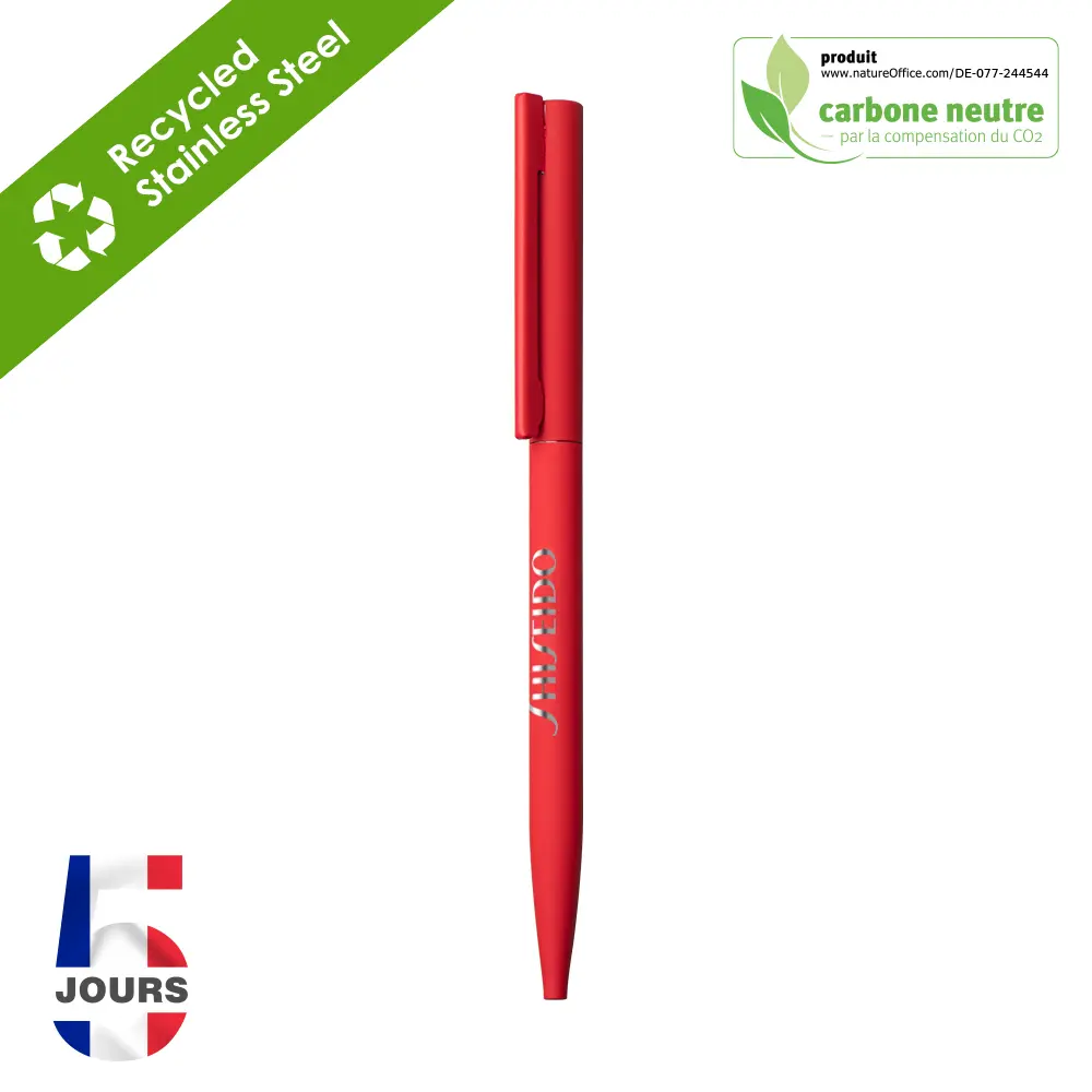 Sari, THIN twist metal pen STOCK RED RUBBER