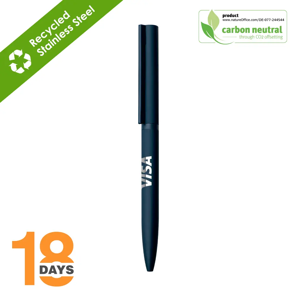  Sari, THIN twist metal pen STOCK BLUE Rubber