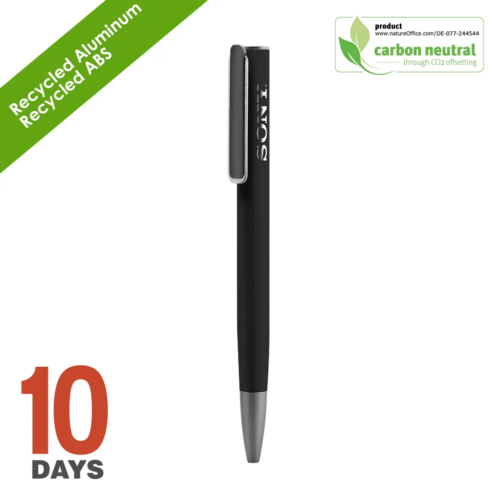  URRGH Recyled Alu ball pen black rubber sto
