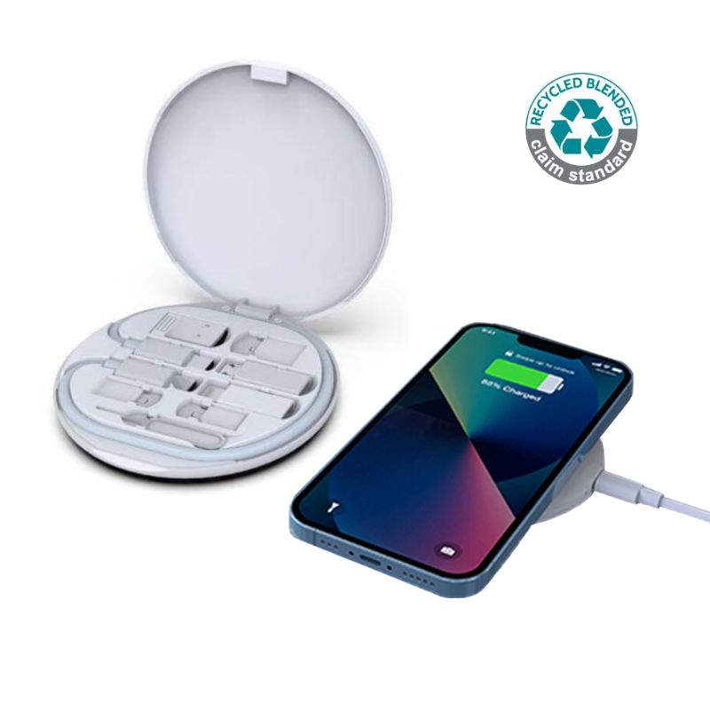 SMN_OSLO - @memorii Recycled 15W Wireless Charger Multi - Cable Set - Blue