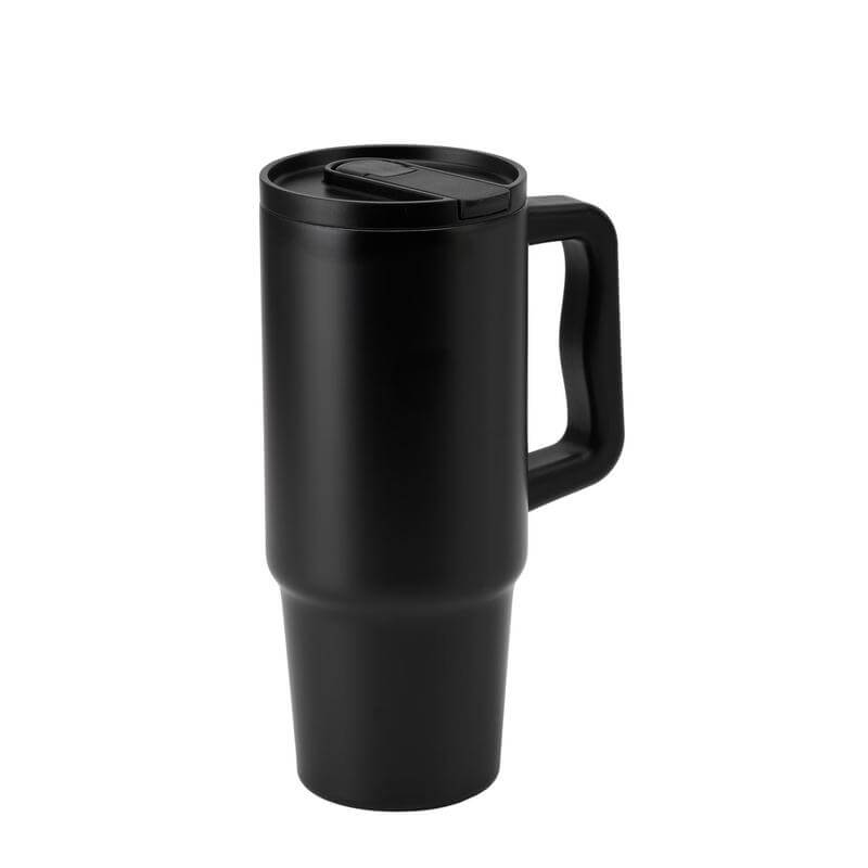 BERN 2.0 - Hans Larsen Recycled Stainless Steel Tumbler with Straw Lid - Black