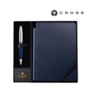 Cross Calais™ Chrome/Blue Lacquer Ballpoint Pen with Classic Midnight Blue Journal Gift Set