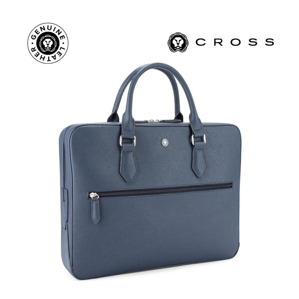 Cross Luxury Leather Briefcase - Navy Blue