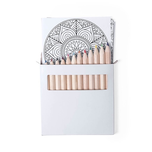 [STMK 136] Set Of 12 Pencils And 12 Coloring Sheets With Mandala Designs