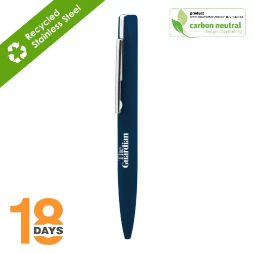 [BND66]  Slim, twist metal ball pen STOCK BLUE RUBBER
