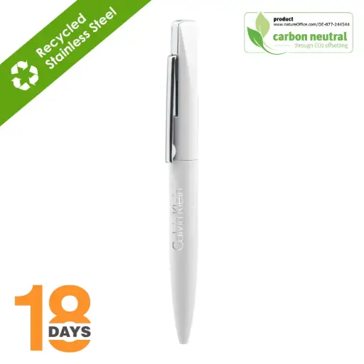 [BND66]  Slim, twist metal ball pen STOCK WHITE MATT