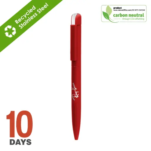 [BND62]  Folk, twist metal ball pen  STOCK RED RUBBER