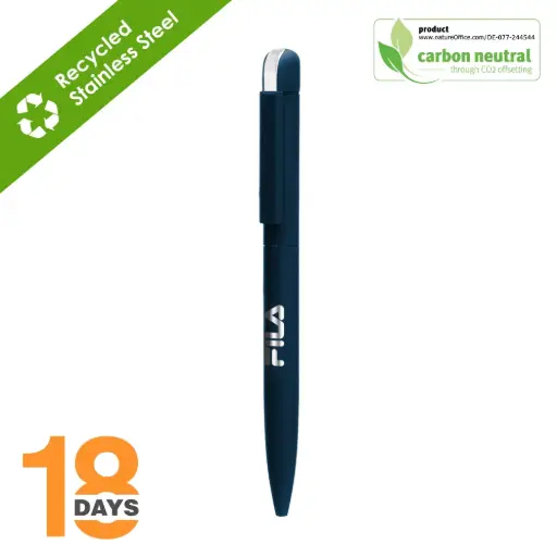 [BND62]  Folk, twist metal ball pen STOCK BLUE RUBBER