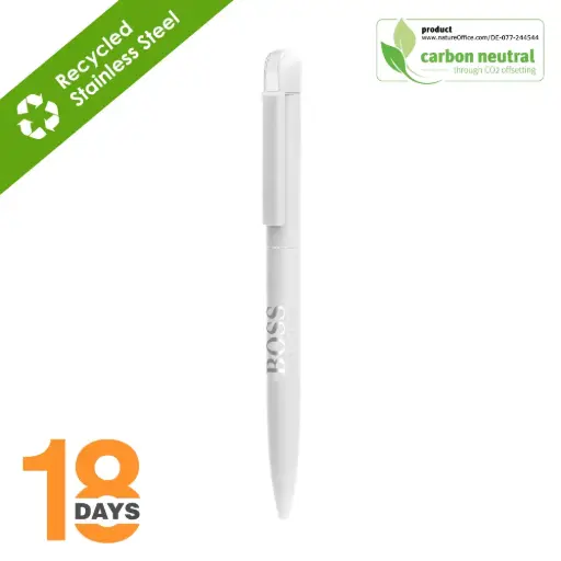 [BND62]  Folk, twist metal ball pen STOCK WHITE MATT
