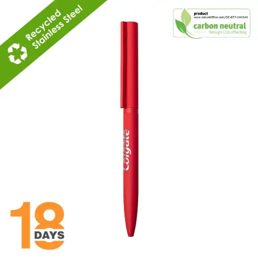 [BND78XL]  Sari twist metal ball pen STOCK RED RUBBER