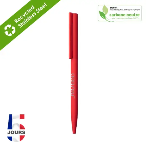 [BND78]  Sari, THIN twist metal pen STOCK RED RUBBER