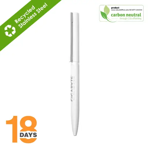[BND78]  Sari, THIN twist metal pen STOCK WHITE MATT