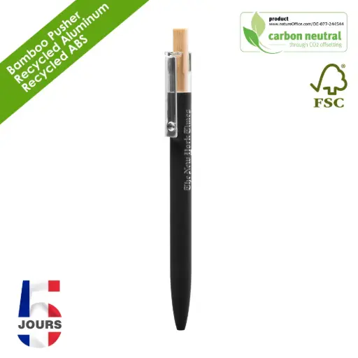 [BND185]  AAARR Recyled Alu ball pen Black Rubber STO