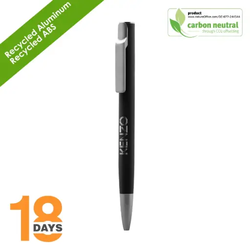 [BND191]  AIIE Recyled Alu ball pen black rubber stoc