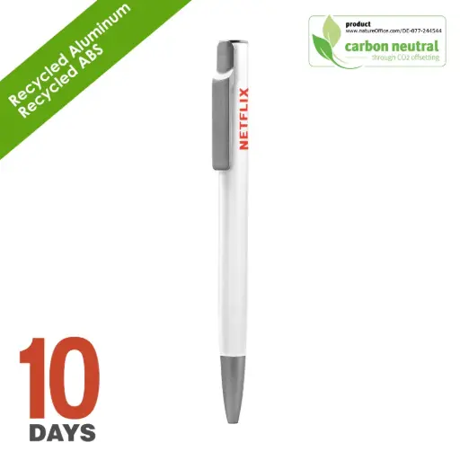[BND191]  AIIE Recyled Alu ball pen white matt stock