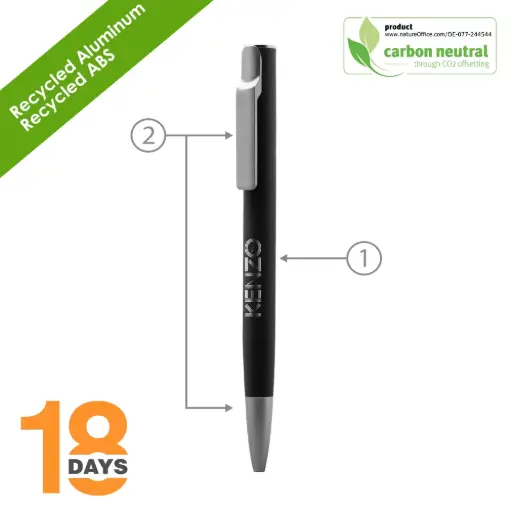 [BND191]  AIIE Recyled Alu ball pen blue rubber stock