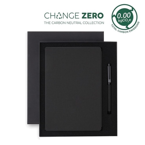 MRC_VARDIM - CHANGE ZERO Sustainable Gift Set with Refillable Notebook & Pen - Black 