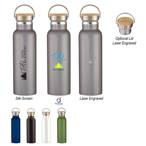 [HV-5633] 21 Oz. Tipton Stainless Steel Bottle with Bamboo Lid