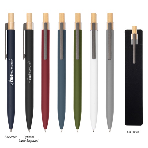[HV-11989] Recycled Aluminum Pen With Bamboo Pl...