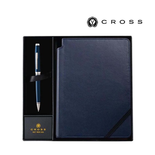 [GSCR 5014] Cross Coventry Blue Lacquer Ballpoint Pen with Classic Blue Journal Gift Set
